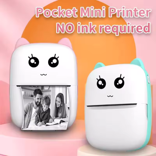 Pocket-Sized Cat Printer: Print Photos, Stickers & Labels | Wireless Bluetooth | 58mm | Works with Android & iOS