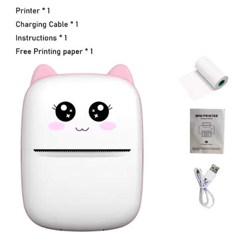 Pocket-Sized Cat Printer: Print Photos, Stickers & Labels | Wireless Bluetooth | 58mm | Works with Android & iOS